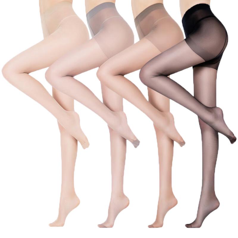 LangSha Women's Plus Size Ultra-Thin Pantyhose - Nude & Black 12-Pack