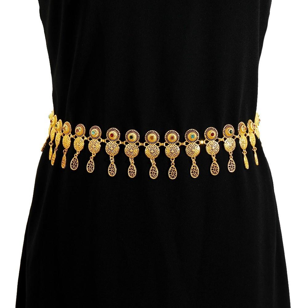 Metal Waist Chain For Women With Hollow Carving And Dangle Waterdrop Pendant Summer Fashion Accessory
