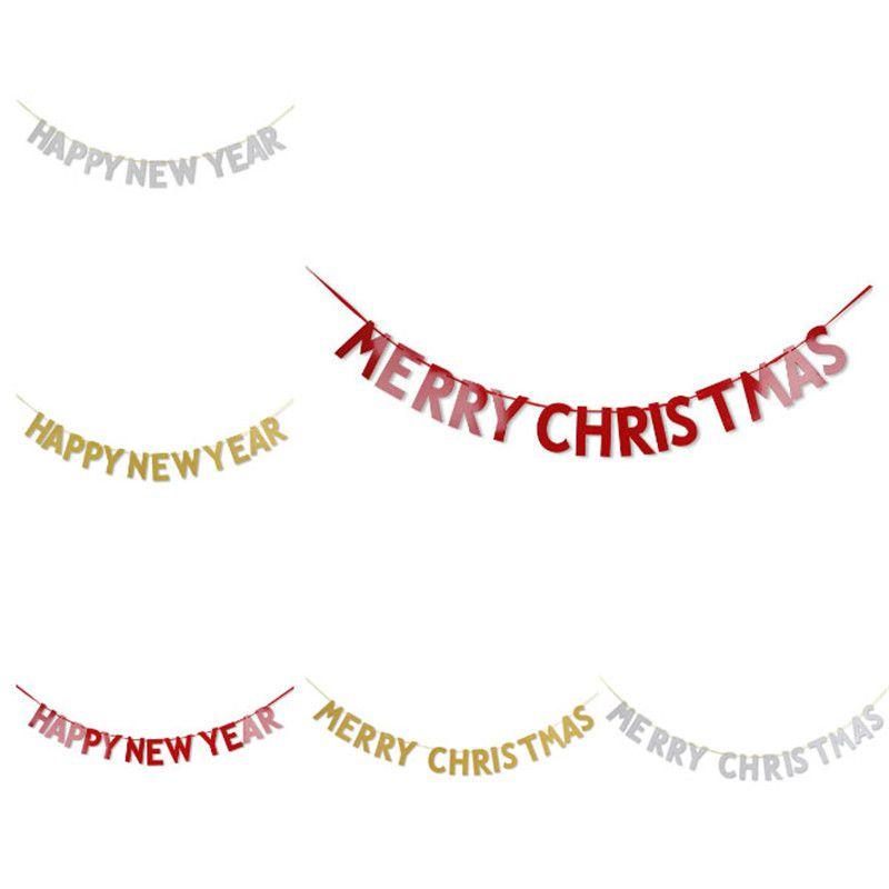 Reusable Merry Christmas Happy New Year Banner For Party Home Decoration