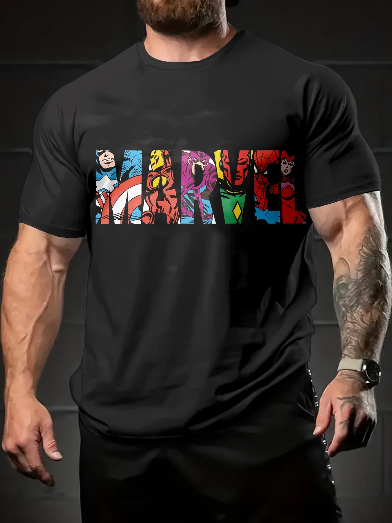 

Летняя футболка Disney и Marvel с принтом букв, из чистого хлопка, модная, свободная и удобная, с короткими рукавами, однотонная S
