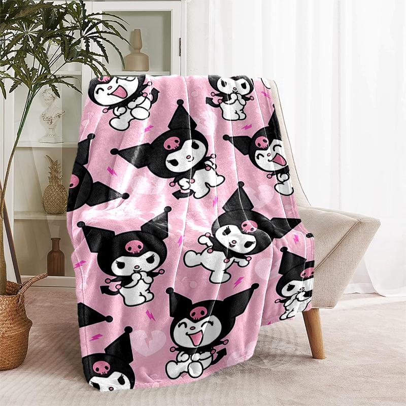 1pc Blanket Sanrio Kuromi2 Print Design, Lightweight Blanket for Sofa, Bed- Soft &Warm, Gift for All Seasons Like Christmas, Halloween