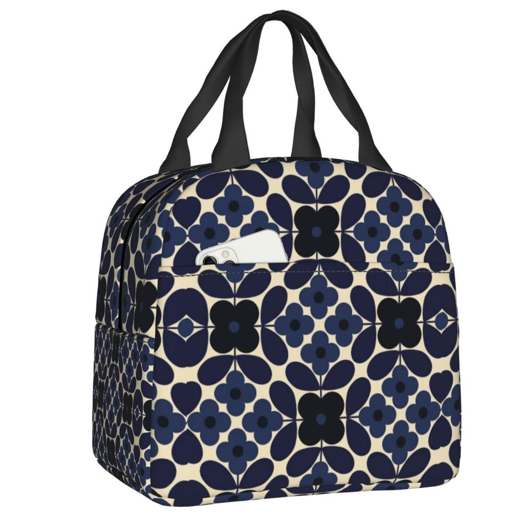 Orla Kiely Flower Scandinavian Geometric Style Insulated Lunch Bags for Camping Travel Waterproof Cooler Thermal Lunch Box