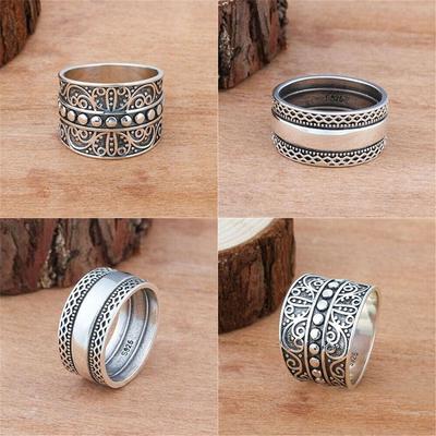 Spinner  Meditation  Women Band  Wide  Fashion Rings  Jewelry Vintage Statement