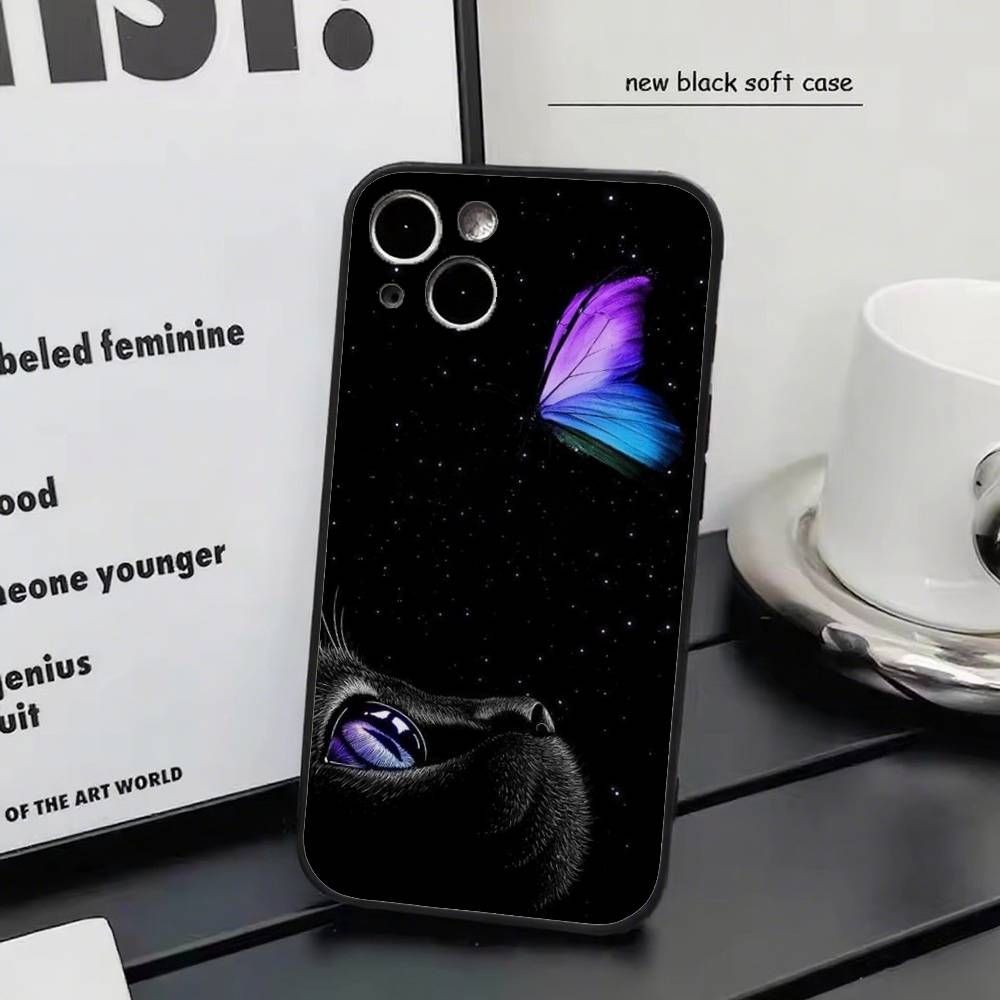 

Black Cat Staring Eye For Iphone 17 Air 16 Pro Max 15 14 13 Full Cover Anti-Shock MagSafe Cover iphone 14 Pro