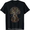 Tree Of Tunes Schwarzes T-Shirt Mit Goldenem Gitarrenverstärker Fliegende Vögel T-Shirt Grafische T-Shirts Unisex Kleidung Camisetas Streetwear