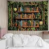 1pc Retro Library Tapestry Multiple Sizes 2D Print Vintage Book Green Plant Design Polyester Fiber Classroom Dorm Decor Scholar