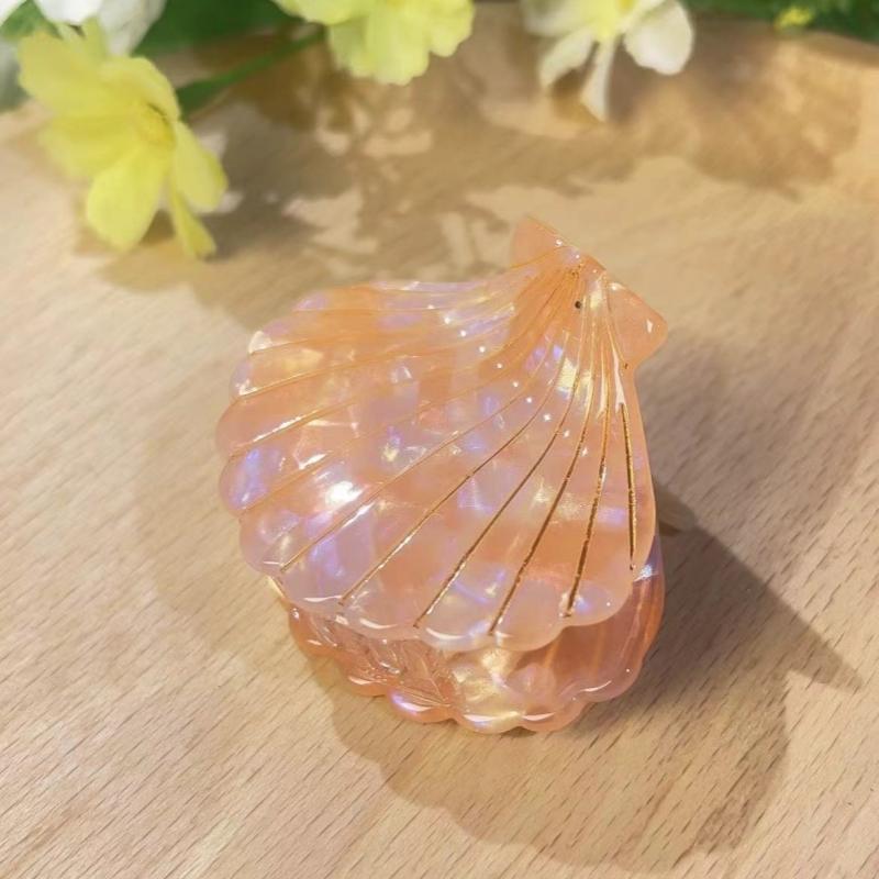 1 Pcs Vintage Style Women Plate Hair Clips Shell Shape Simple Multi-color Acetate Grab Clips