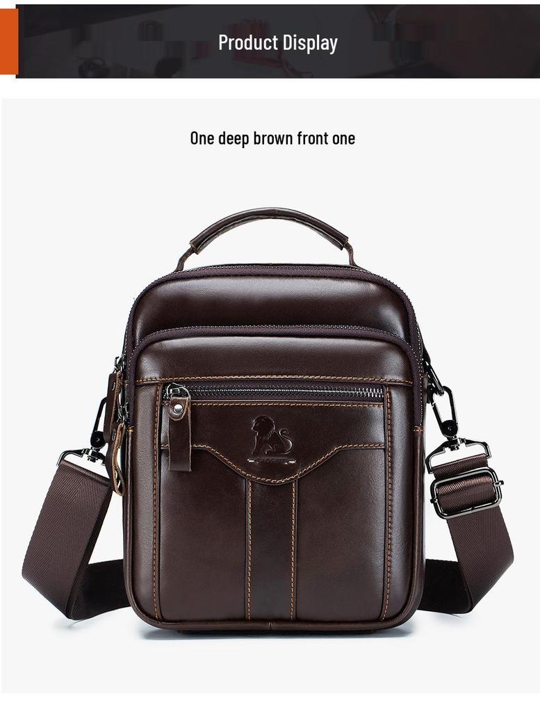 Old Lion Men's Retro Cowhide Messenger Bag - European & American Fashion Small Shoulder Bag