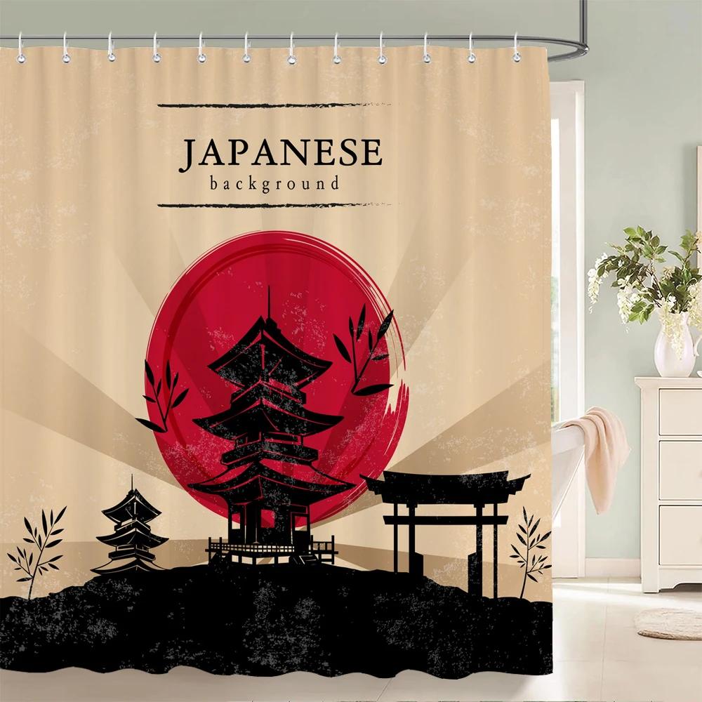 Waterproof Polyester Fabric Japanese flower scenery Shower Curtain Flower Printed Bathroom Curtains for Home Decoration Curtain