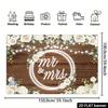 2D Mr & Mrs Wedding Banner, Rustic Wood White Floral Backdrop for Engagement & Wedding Party