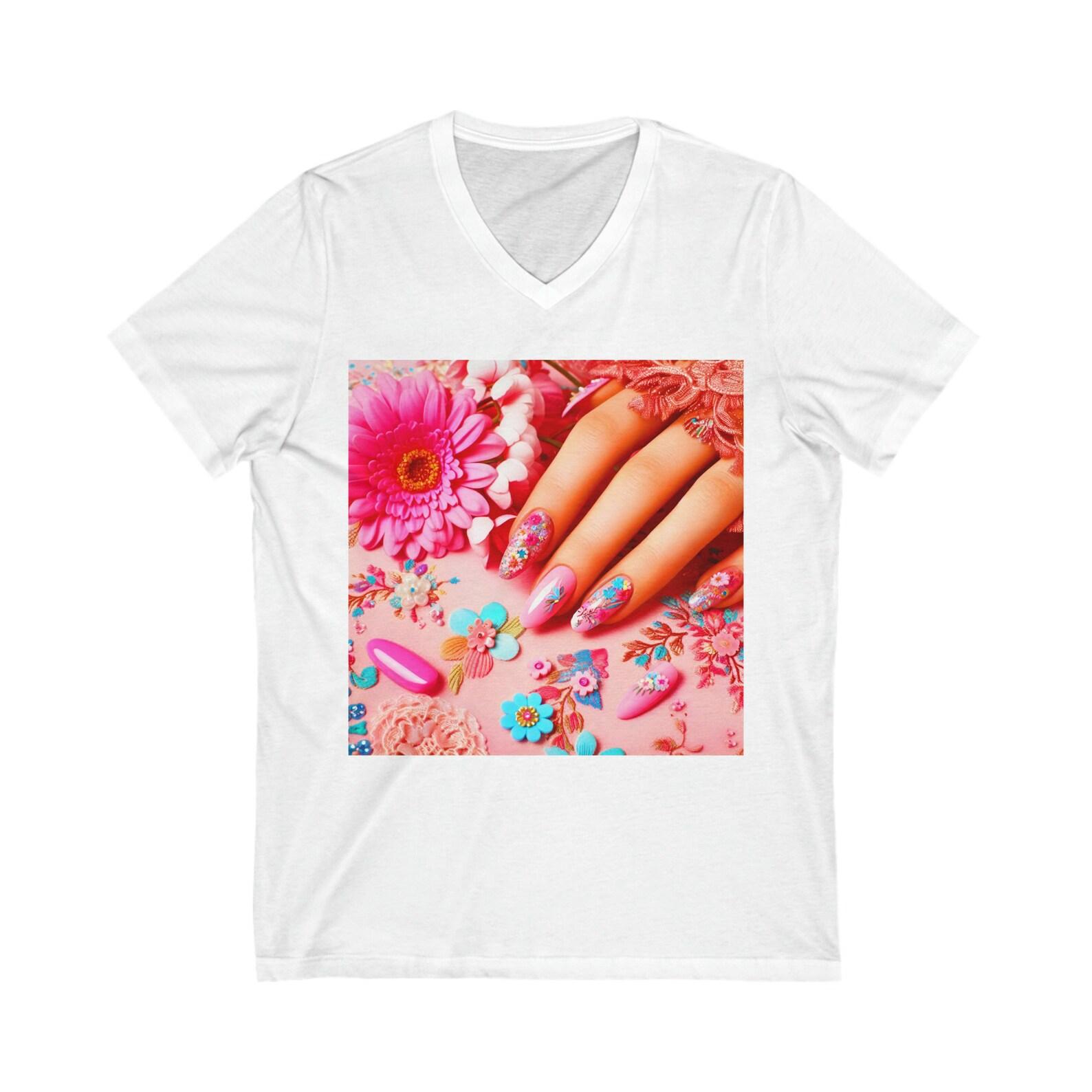 Pink Nails V-Neck Tee 120