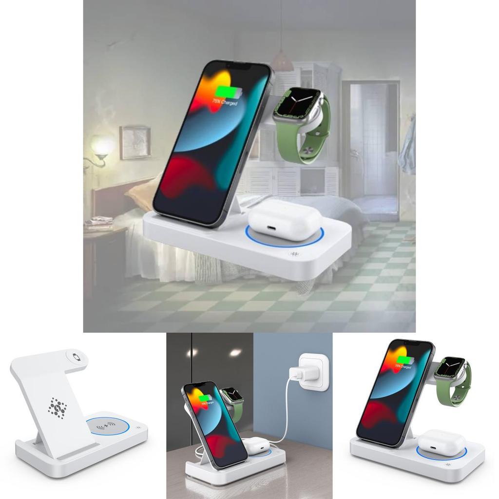 New Foldable Four-in-one Wireless Charger For Apple Watch Earphones And Phone Fast Charging 25w Power Output