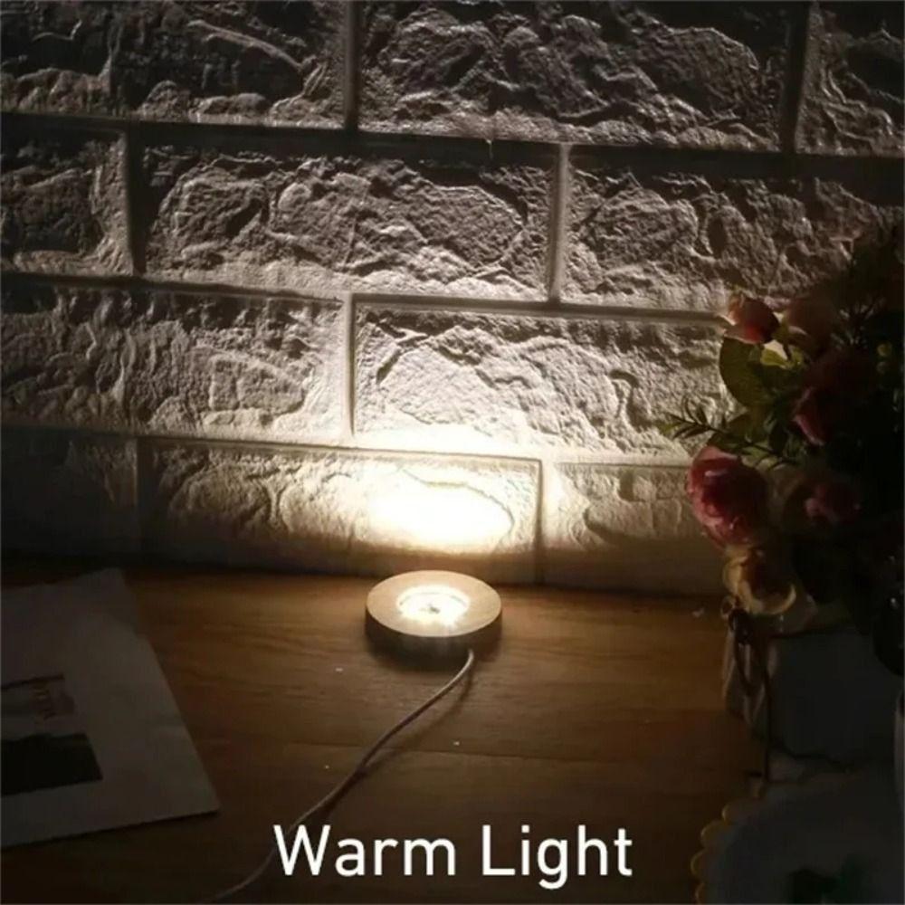 Round Rechargeable Lamp Holder Multicolor LED Light Art Display Base  Restaurants