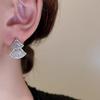 Double Fan-shaped Earrings, Rectangular Cut Crystal Layered Women's Earrings, Elegant Jewelry Gifts
