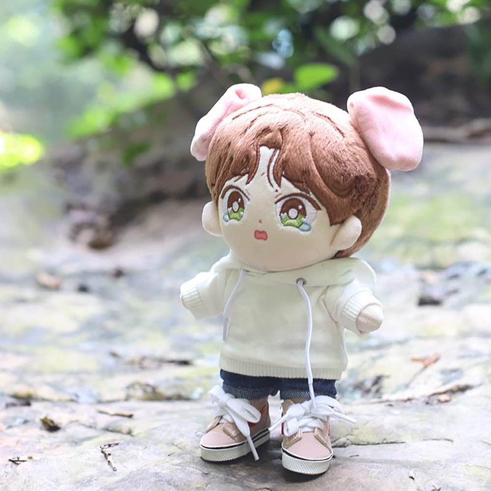 Niannyyhouse 15cm Plush Clothes: Hoodie, Jeans, Cotton Doll Clothes, Dress-Up (Black-2)