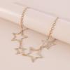 Gargantilla con forma de estrella para mujer, collar con incrustaciones de diamantes de imitación brillantes para clavícula, collar Retro elegante con estrella geométrica, regalo