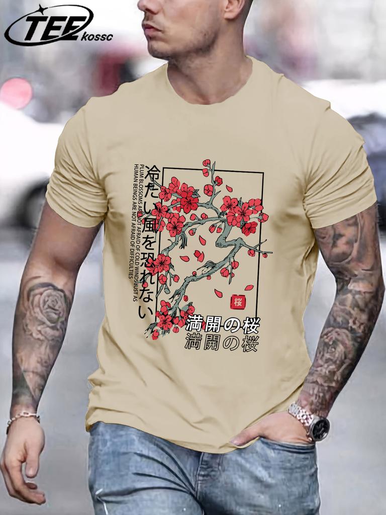 Plum Blossoms That Only Bloom In Winter Men T Shirt AllMatch Cotton TShirt Summer Clothes Comfortable Loose Male Short Sleeve