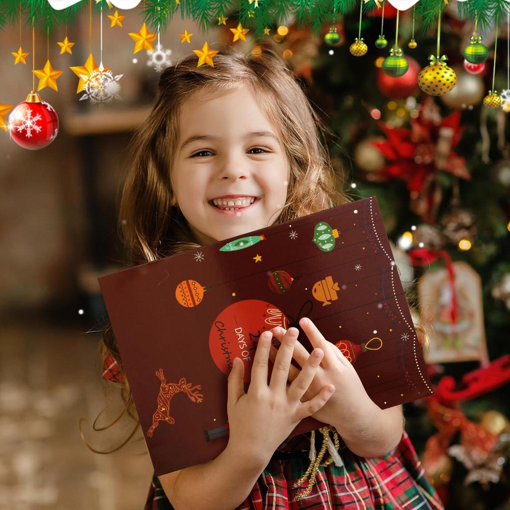 Refillable Christmas Advent Calendar Box 24 Days Christmas Countdown Calendar Reusable Empty Gift Box for Candy Toys Jewelry