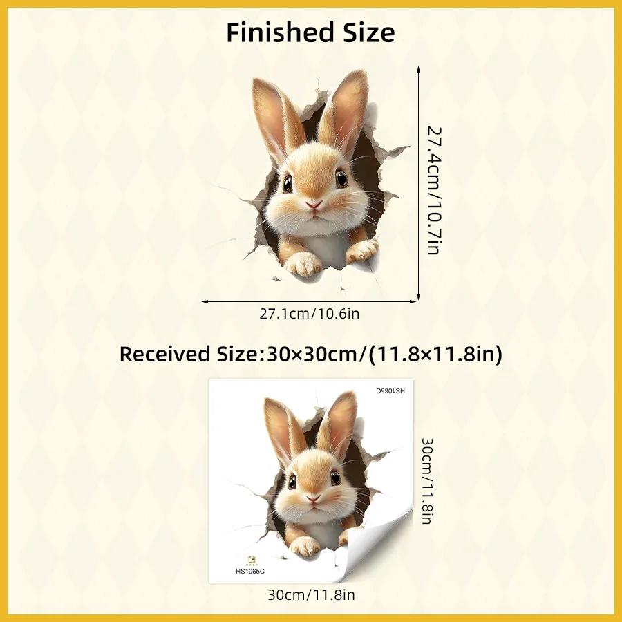 Cartoon Animals Broken Wall Pattern PVC Wall Stickers For Kids Room Home Decoration Rabbit Dinosaur Dog Removable Wall Decals