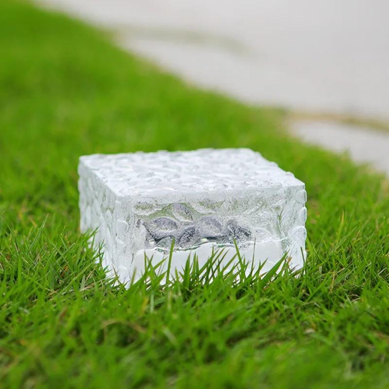 Solar Powered Outdoor Courtyard Landscape Lights Ice Brick Lamp Garden Decorative Atmosphere Square Waterproof Buried Lights