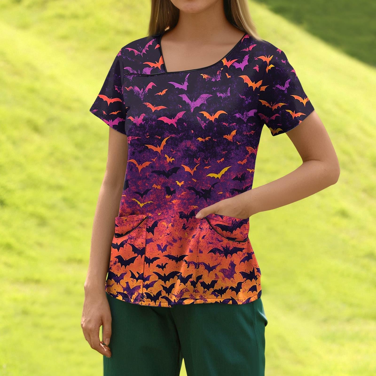 

Женская модная полосатая рабочая одежда с градиентным принтом и короткими рукавами с верхом с двойными карманами S