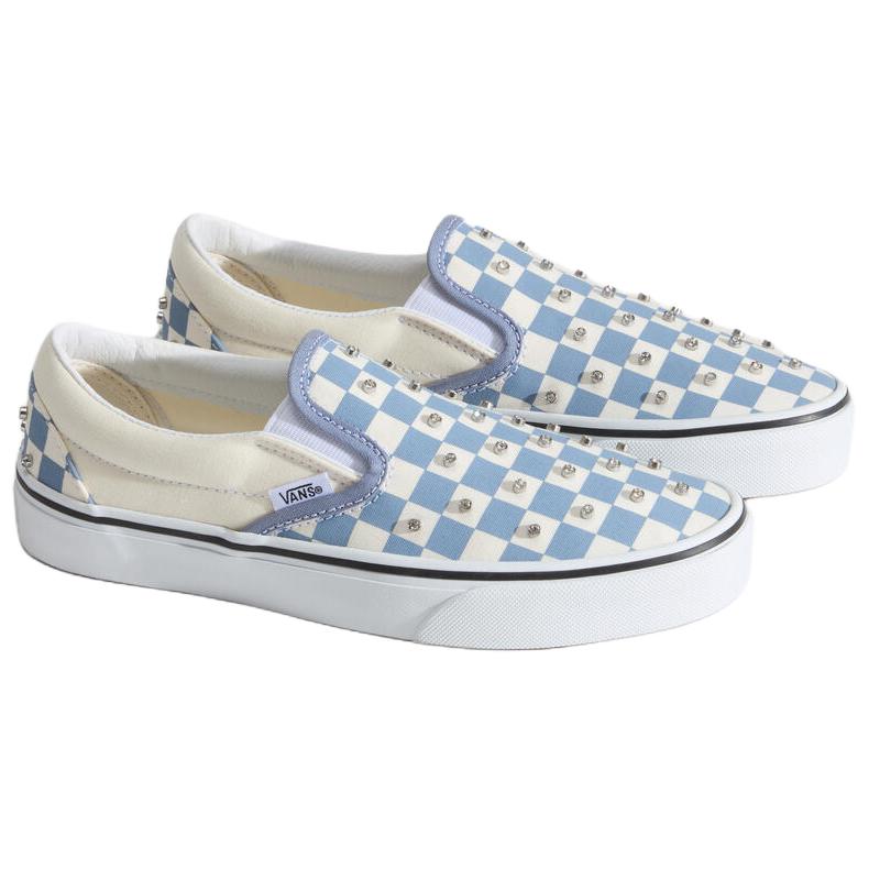 Vans CLASSIC SLIP on Skateboard Shoes Women's Ecru Blue VN000D6YFOI