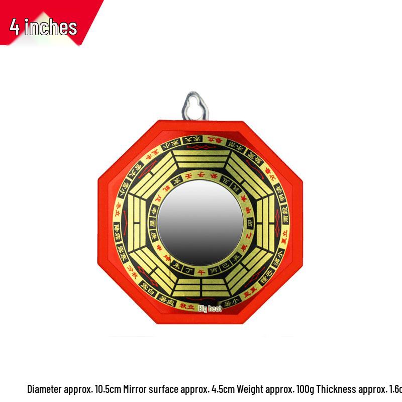 Red Round Tai Chi Bagua Convex Mirror Pendant for Door/Window/Balcony