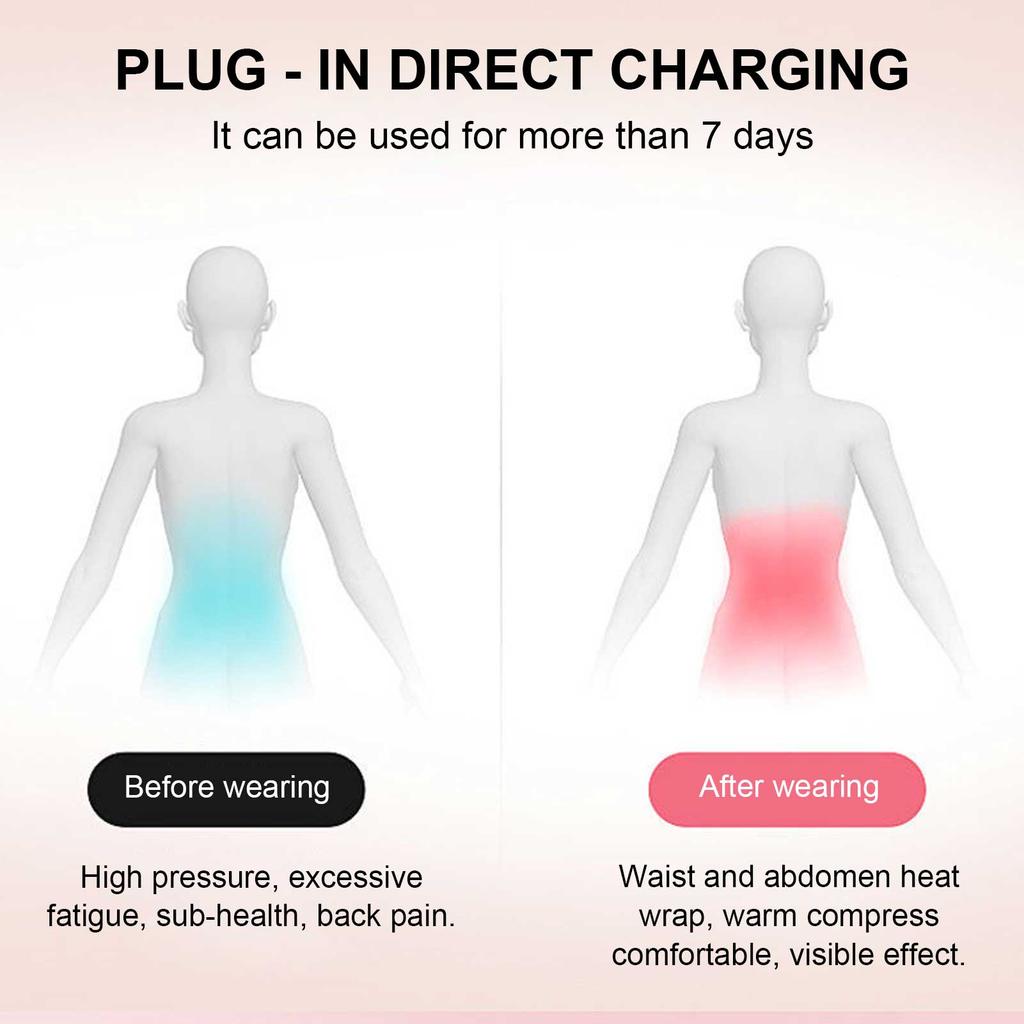 Electric Belly Heating Pad 3 Heat Levels Thermostatic Vibration Waist Heating Belt USB Charging