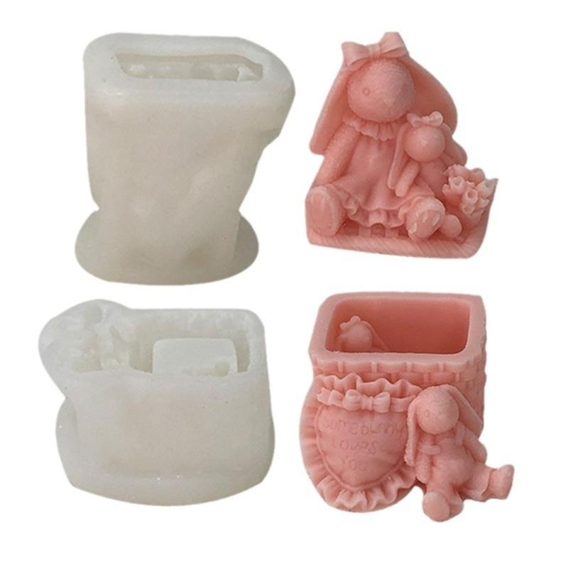 Cute Animal Candle Molds Lovely Rabbits Storage Box Silicone Molds Jewelry Box Resins Molds Soap Molds Home Decorations