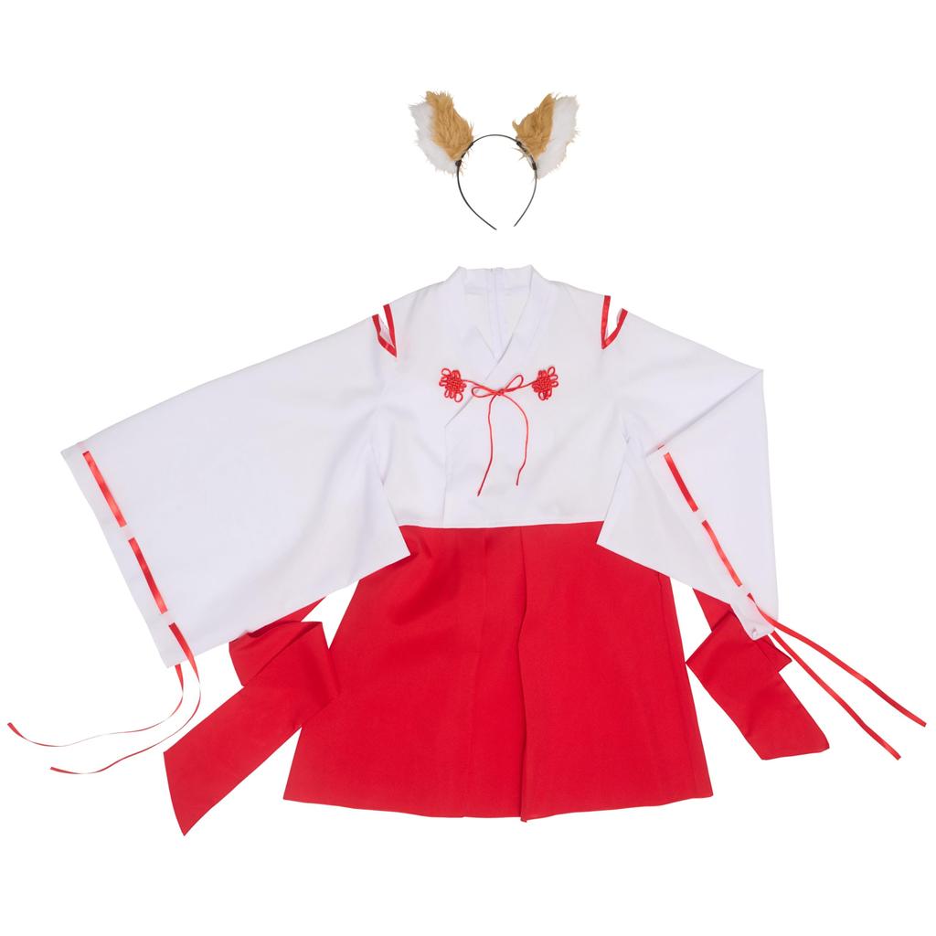 Halloween Fox Shrine Maiden Cosplay Costume for Kids and Red [Clear Stone] COSCHU! Juniors, 150cm, Girls,