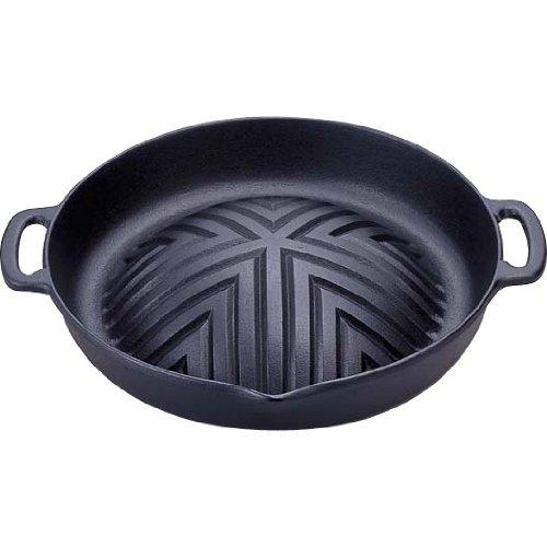 Iwachu Yakiniku and Genghis Khan Pot, Black Finish, Inner Diameter 28.5cm, for Direct Heat, Nanbu Ironware, 23005