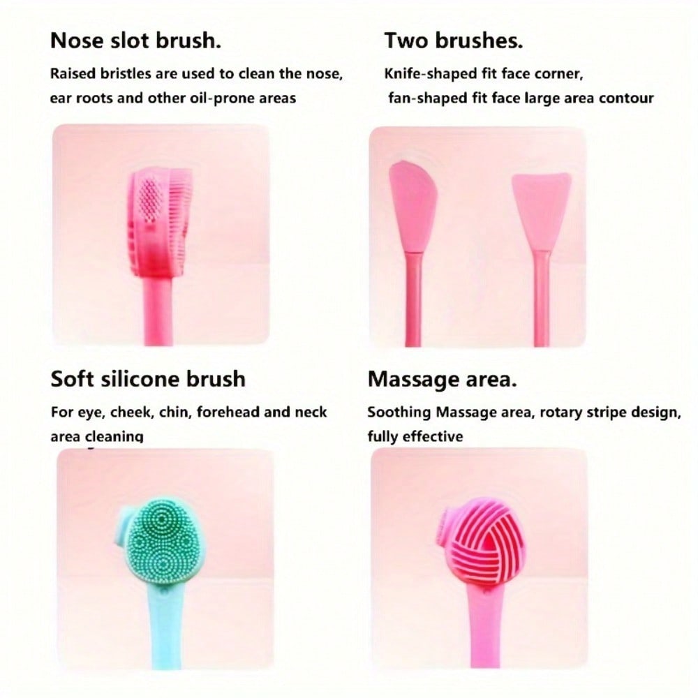 1Pcs Facial Cleansing Brushes Includes a Dual-Headed Brush for Facial Cleansing And a Nose Brush. A Multifunctional Dual-Headed Brush