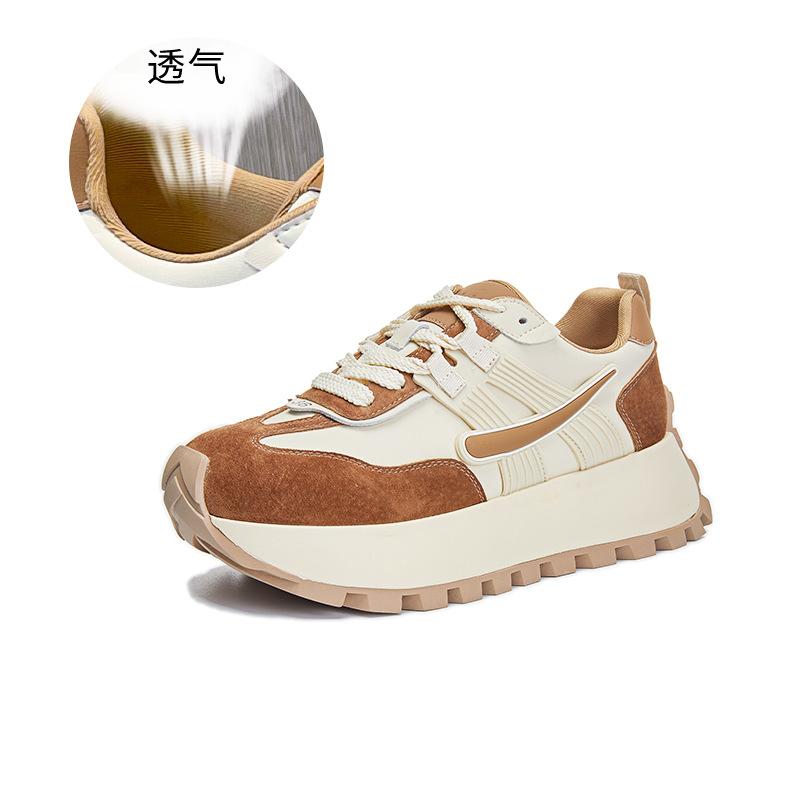 Absorbent Sole Leather Forrest Gump Shoes Women's 2025 Spring New Platform-soled Sports Shoes Casual Women's Shoes Heightening Versatile Trendy Shoes