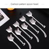 1PCS Funny Tea-Spoon for Coffee Long Tail Cat Coffee Spoon Long Handle Spoon Birthday Gift 304 Stainless Steel Tableware
