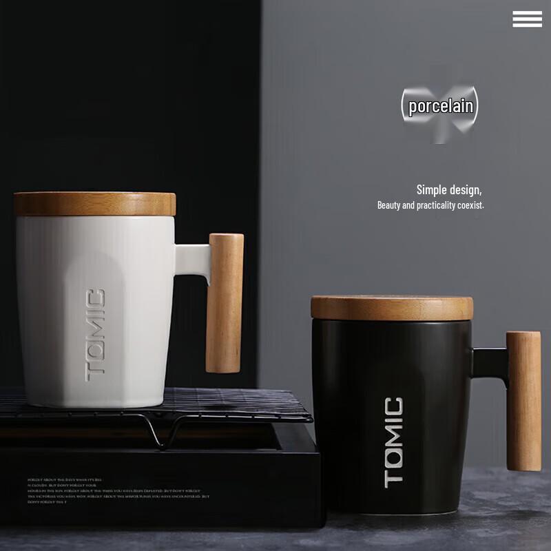 TOMIC Ceramic Mug with Wooden Handle