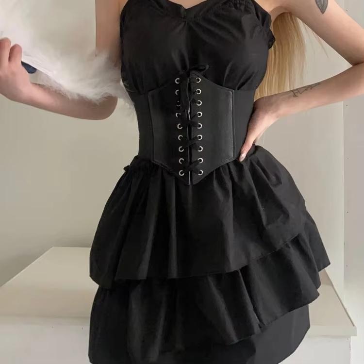 Vintage Slim Elastic High Waist Belt Women Simple Black Lace-up Pu Corset Punk And Gothic Curve Shaper Slimming Waist Belt New