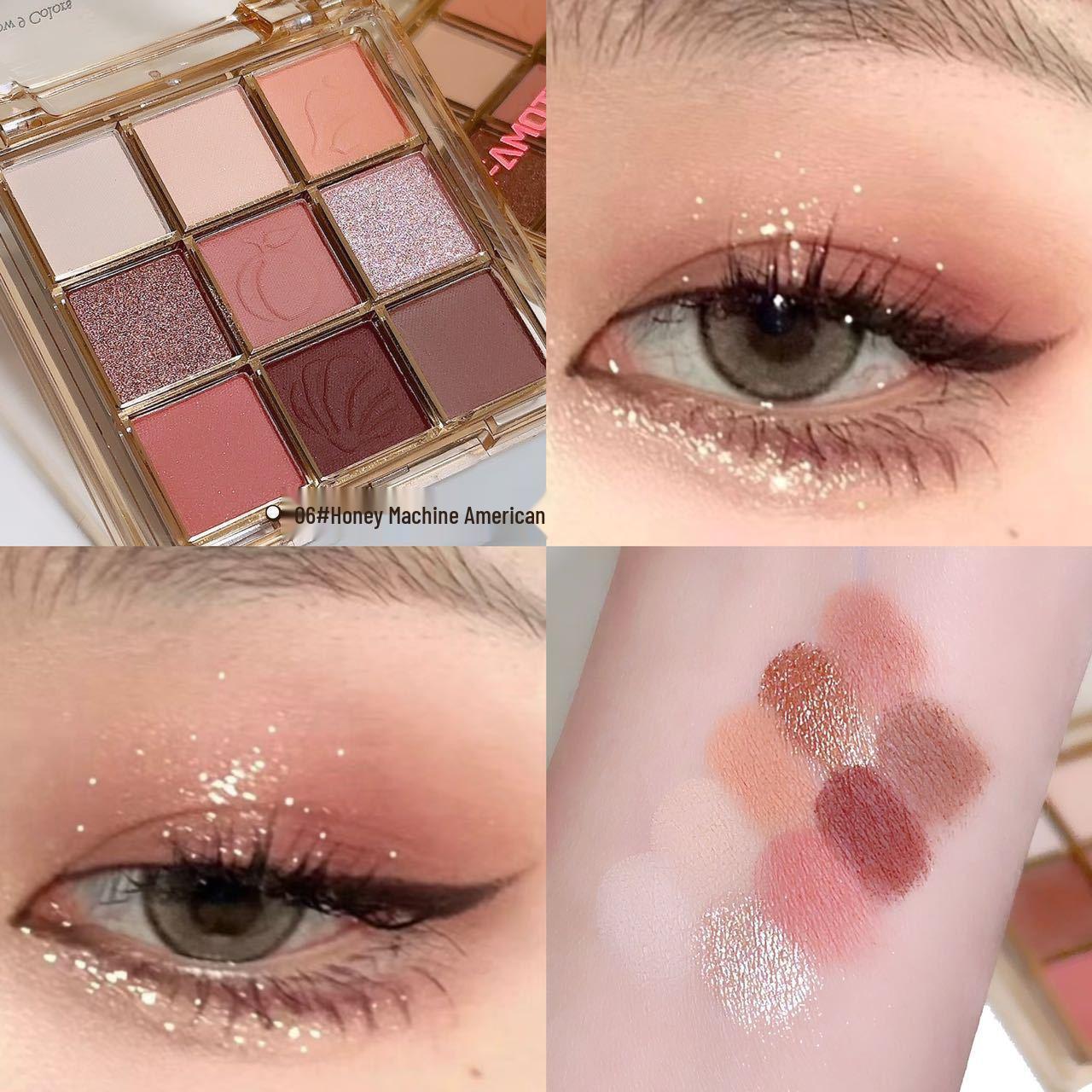 

FAMOTY Nine-Color Matte & Shimmer Eyeshadow Palette: Earth Tones, Easy to Apply, Pearlescent Finish for Autumn/Winter. Perfect for Students!