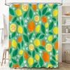 Bright Fun Lemon Print Shower Curtain Green with Citrus Fruit Design Waterproof Fabric Bath Decoration for Home Decor 72 inches