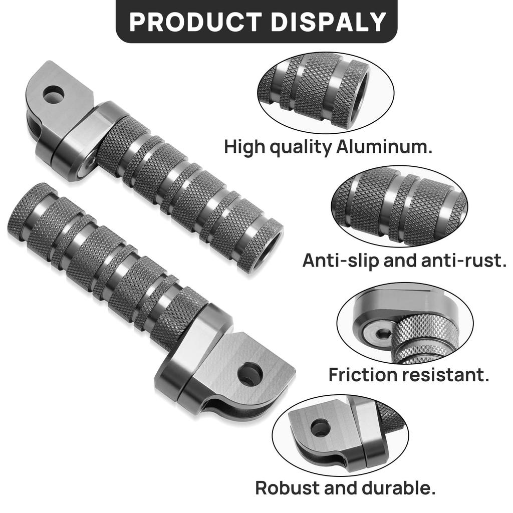 Motorcycle Front Pedal Footpegs in Silver Tone for Honda Non-Slip