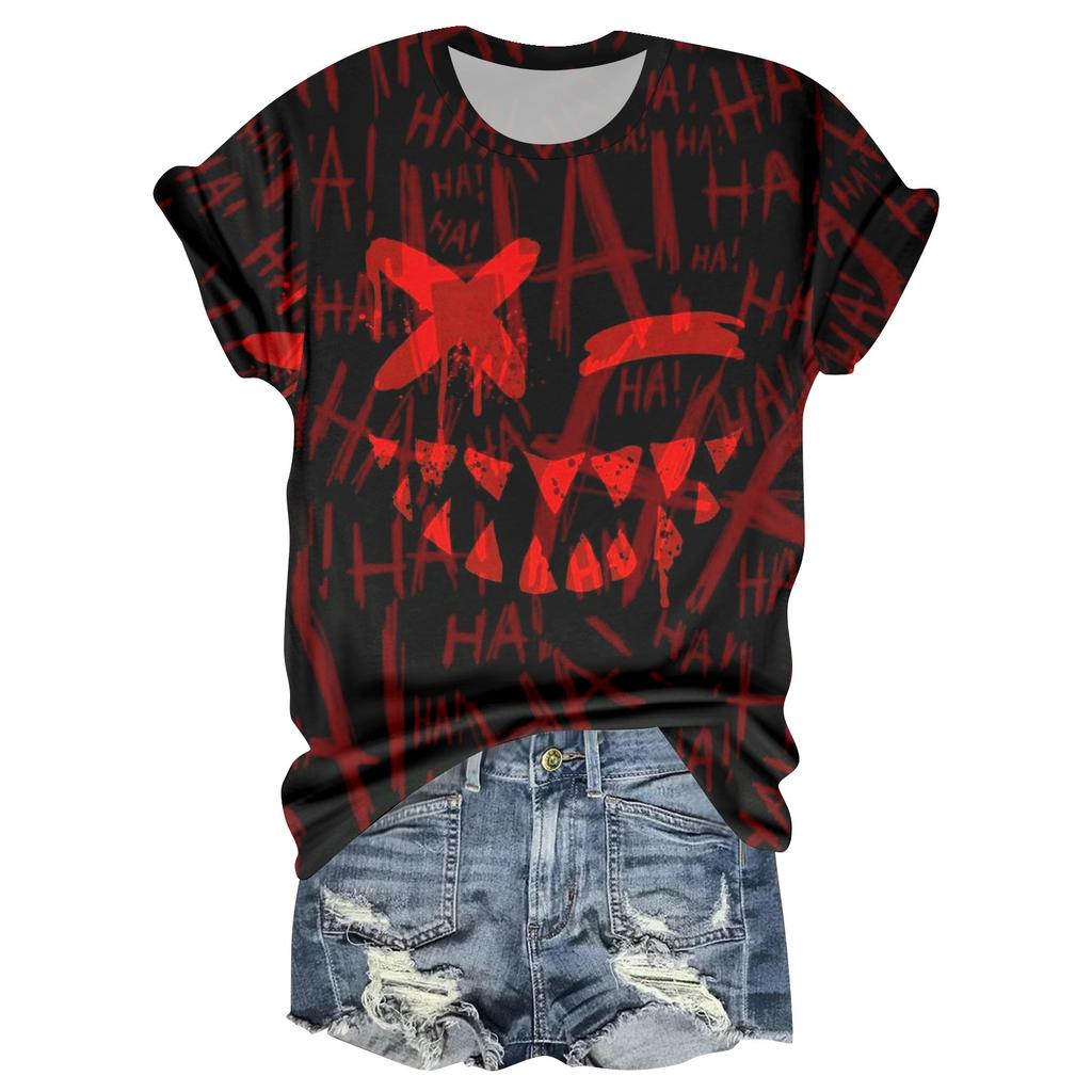 Dámské ležérní tričko s kulatým výstřihem a krátkým rukávem s halloweenským potiskem