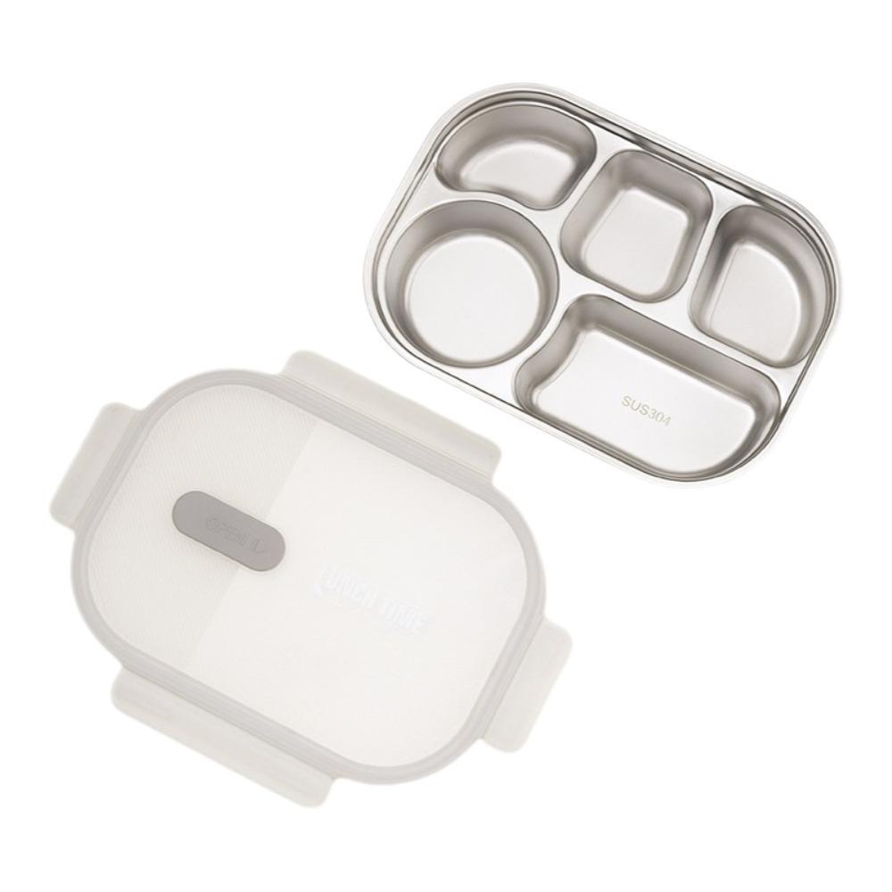 Leak-proof Portable Food Container 304 Stainless Steel Divided Lunch Plate  Students