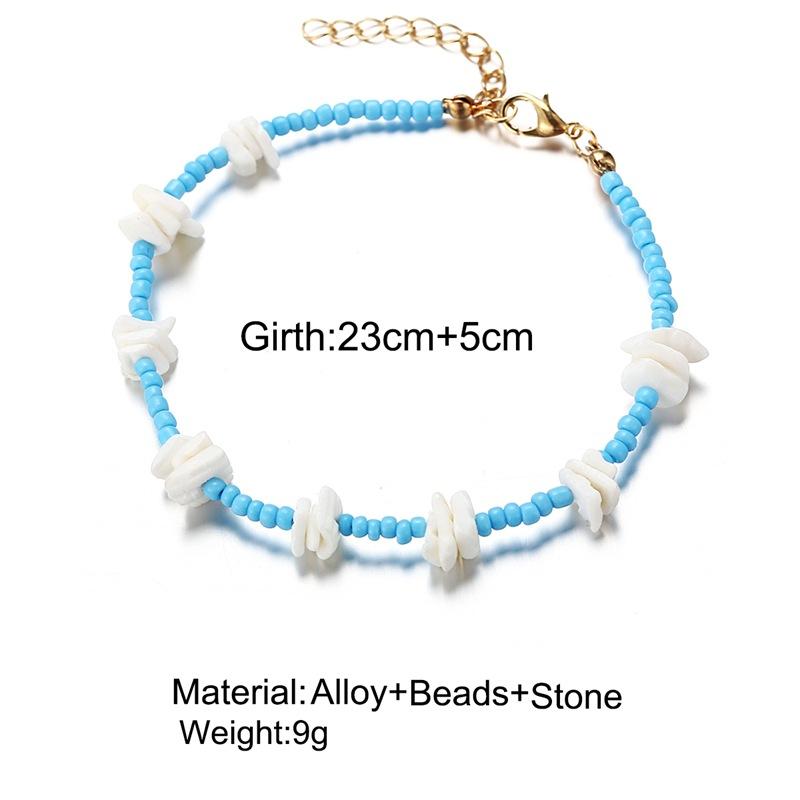 Bohemian Style Anklet Contrast Color Adjustable Shell Beads Chain Women Girls Beach Jewelry