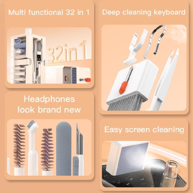 32 in 1 Laptop Keyboard Cleaner Cleaning Kit Electronics Screen Cleaner Repair Tool Earbud Cleaner Pen Camera Lens Pen