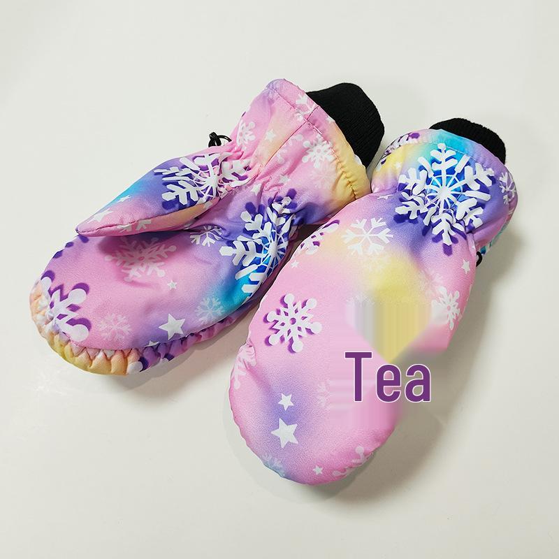 Cozy Winter Cartoon Fleece-Lined Gloves for Girls, Ages 2-5