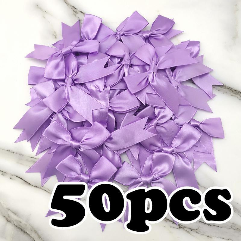 50pcs/bag 85*85mm Fresh Pink Ribbon Bows Small Size Satin Ribbon Bow Flower Craft Decoration Handwork DIY Party Decoration