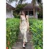 Foreign-style Women's Clothing Butterfly V-neck Flying Sleeves Slim-fitting and Thin Dress Floral Temperament Suspender Skirt Summer