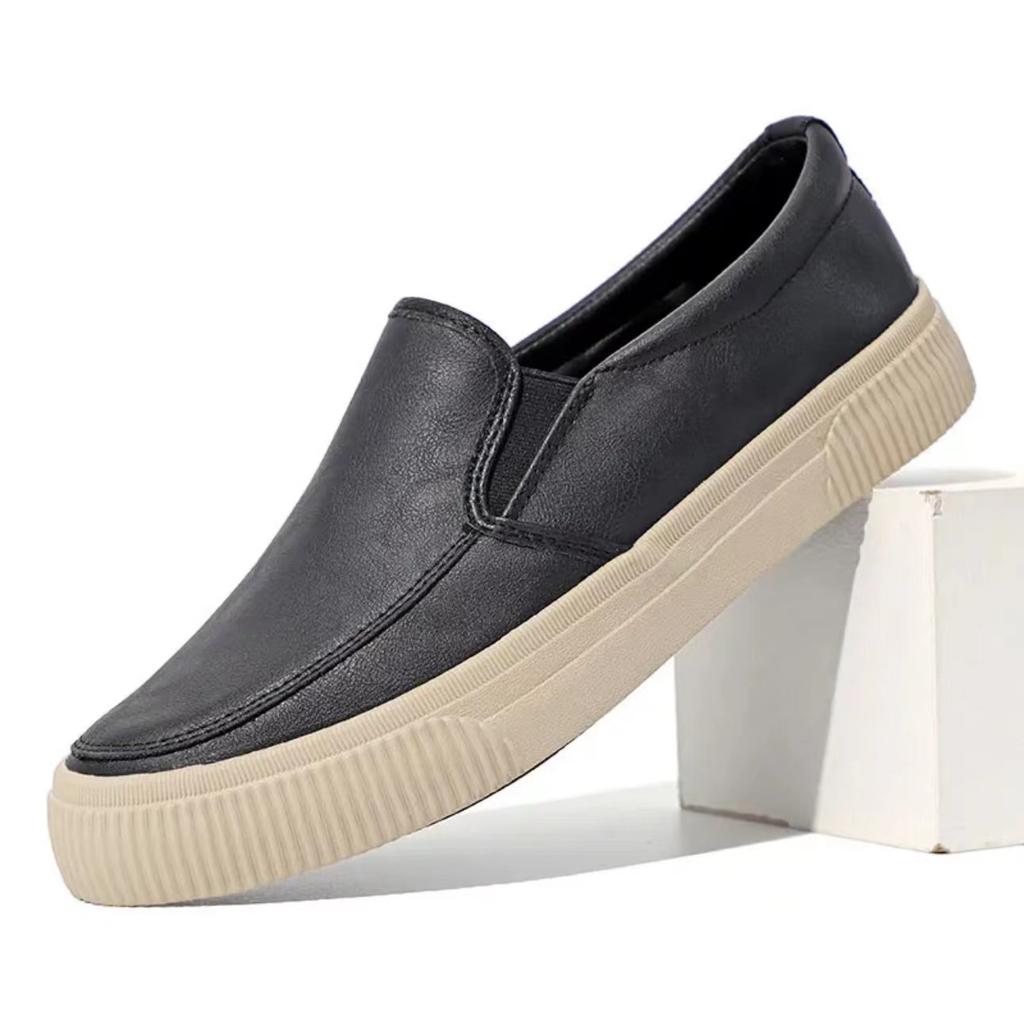 Versatile Men'S Leather Shoes Breathable Casual Fashion Low-Top Board Shoes One Pedal Trend Small Leather Shoes