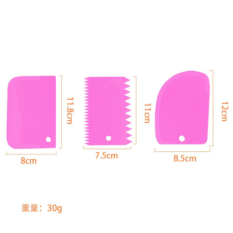 3Pcs Cream Scraper Set Kitchen Baking Cream Cake Scraper Household Dough Cutter DIY Baking Tool Color Scraper