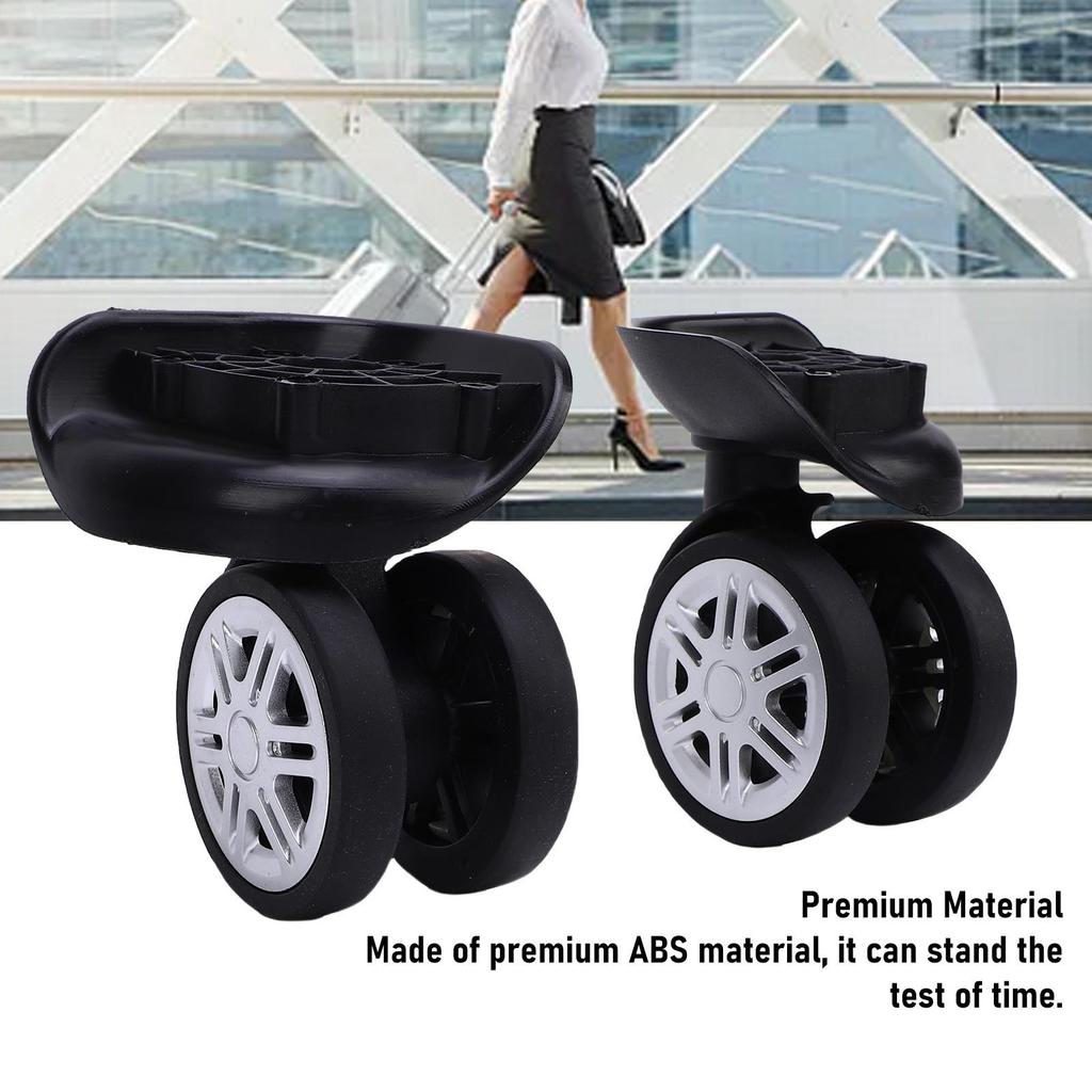 2pcs Luggage Suitcase Wheels Black Universal Rotation Quiet Double Row Casters for Spare Parts