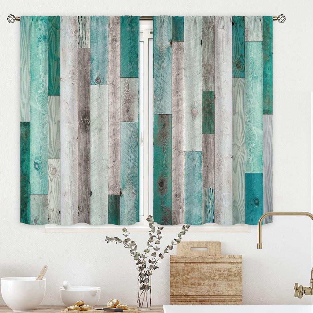 American Retro Printed Curtains For Wooden Doors, Rod Pocket Polyester Curtains, Bedroom, Study, Living Room Decorative Curtains